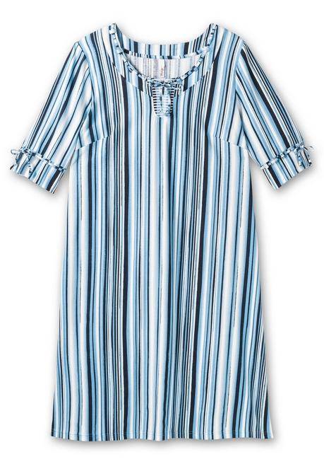 Sheego Midikleid Mit Streifen, In Leichter A-Linie - Blau Gestreift Sheego