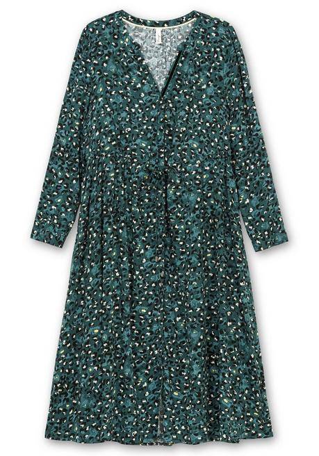 Sheego Midikleid Mit Tunnelzug In Der Taille - Tiefgrün Gemustert Sheego