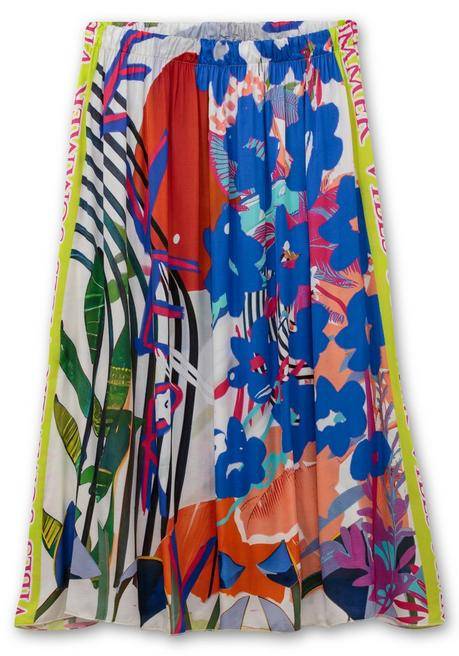 Sheego Loves Miss Goodlife Midirock Aus Viskose-Satin, Im Multicolor-Muster - Blau Gemustert Sheego