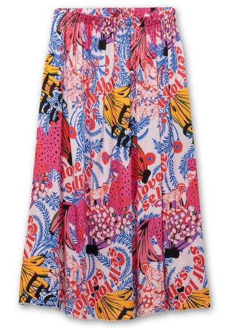 Sheego Loves Miss Goodlife Midirock Aus Viskose-Satin, Im Multicolor-Muster - Blau Gemustert Sheego