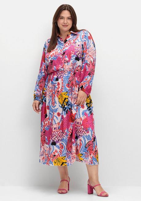 Sheego Loves Miss Goodlife Midirock Aus Viskose-Satin, Im Multicolor-Muster - Blau Gemustert Sheego