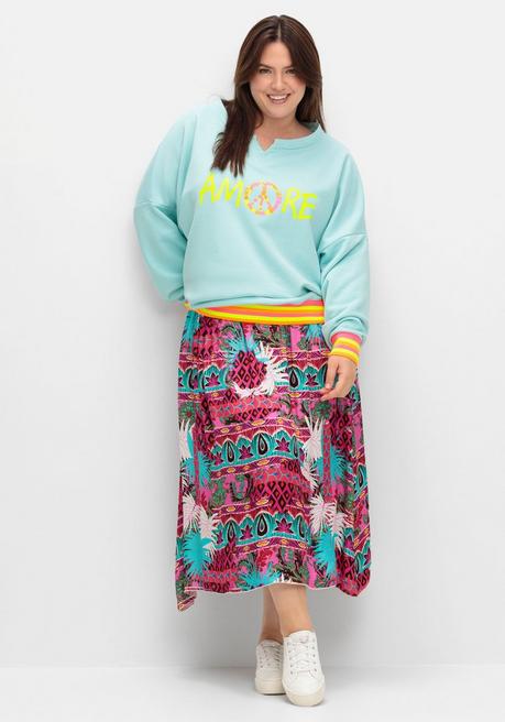 Sheego Loves Miss Goodlife Midirock Im Muster- Und Farbmix - Pink Gemustert Sheego