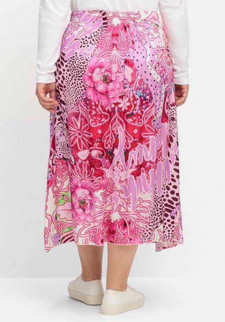 Sheego Loves Miss Goodlife Midirock Im Mustermix, Mit Gummizugbund - Pink Gemustert Sheego