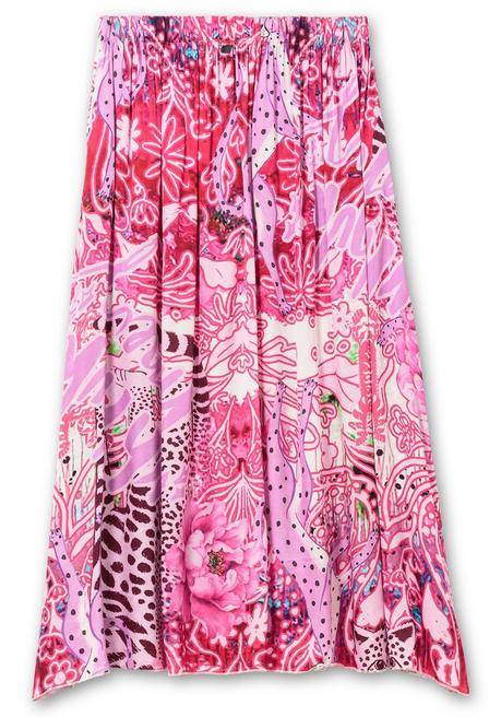 Sheego Loves Miss Goodlife Midirock Im Mustermix, Mit Gummizugbund - Pink Gemustert Sheego