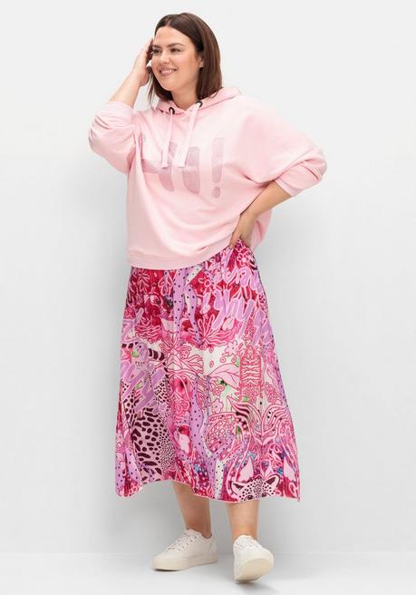 Sheego Loves Miss Goodlife Midirock Im Mustermix, Mit Gummizugbund - Pink Gemustert Sheego