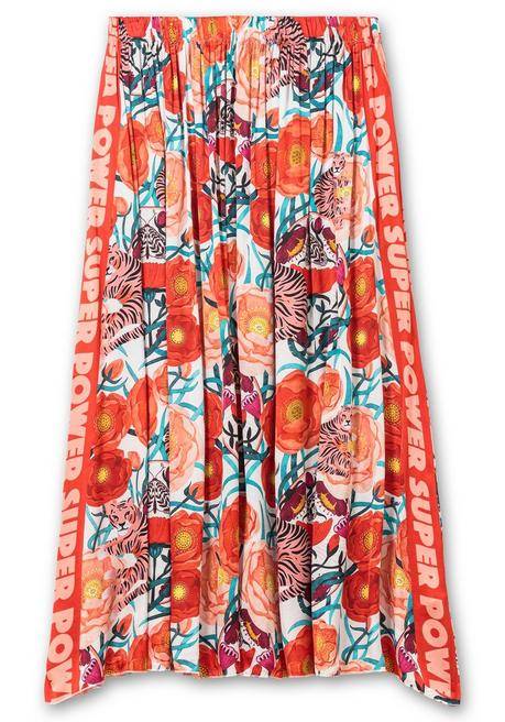 Sheego Loves Miss Goodlife Midirock Mit Blumenprint, Aus Viskose-Satin - Rotorange Gemustert Sheego