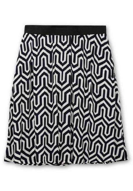 Sheego Midirock Mit Grafischem Muster Und Kontrastbund - Schwarz-weiß Gemustert Sheego