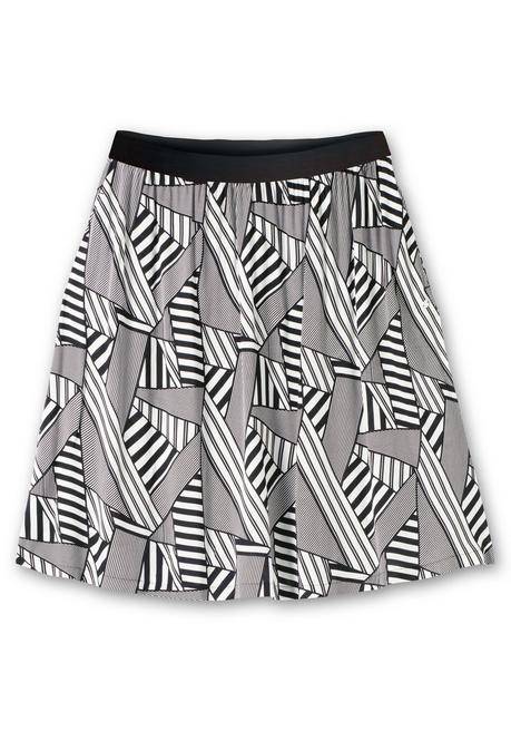 Sheego Midirock Mit Grafischem Muster Und Kontrastbund - Schwarz Gemustert Sheego