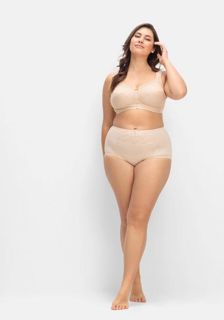 Wäschepur Miederslip Mit Spitzeneinsatz Vorn - Natur Sheego