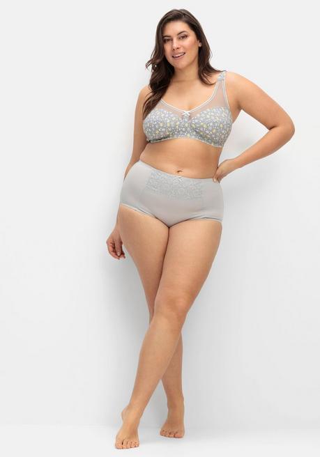 Wäschepur Miederslip Mit Spitzeneinsatz Vorn - Silbergrau Sheego