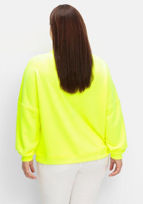 Sheego Loves Miss Goodlife Neonfarbenes Sweatshirt Mit Wordingprint - Neongelb Bedruckt Sheego