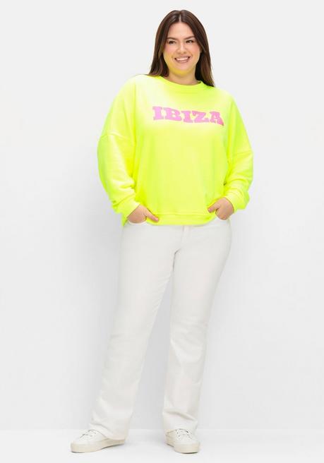 Sheego Loves Miss Goodlife Neonfarbenes Sweatshirt Mit Wordingprint - Neongelb Bedruckt Sheego