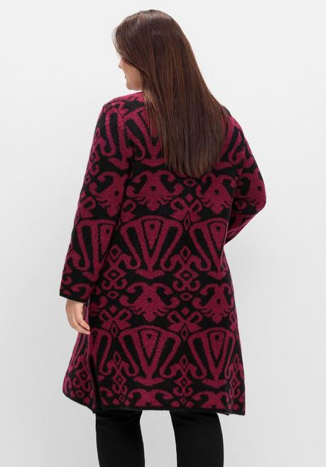 Sheego By Joe Browns Offene Longstrickjacke Mit Jacquardmuster - Schwarz Gemustert Sheego