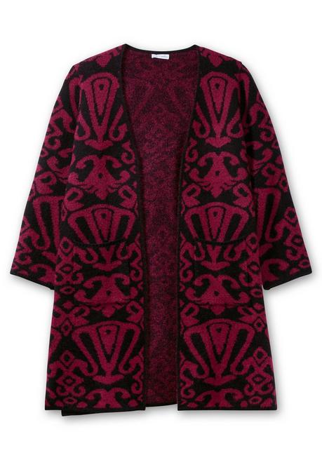 Sheego By Joe Browns Offene Longstrickjacke Mit Jacquardmuster - Schwarz Gemustert Sheego