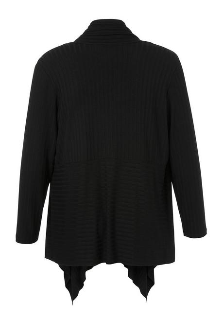 VIA APPIA DUE Offene Strickjacke Mit Schalkragen Und Zipfelsaum - Schwarz Sheego