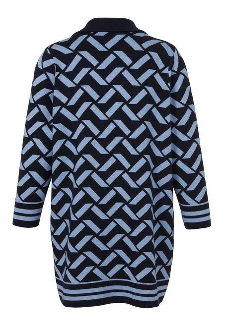 VIA APPIA DUE Offener Strickmantel Im Jacquardmuster - Indigo Gemustert Sheego