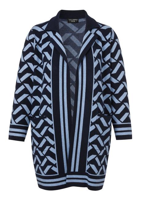 VIA APPIA DUE Offener Strickmantel im Jacquardmuster - indigo gemustert sheego