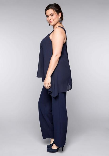 Sheego Overall Im Lagenlook Mit Fledermausärmel - Marine Sheego