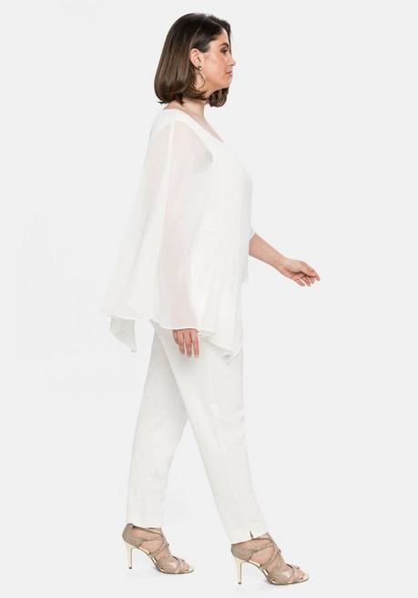Sheego Overall Im Lagenlook, Mit Fledermausärmeln - Offwhite Sheego