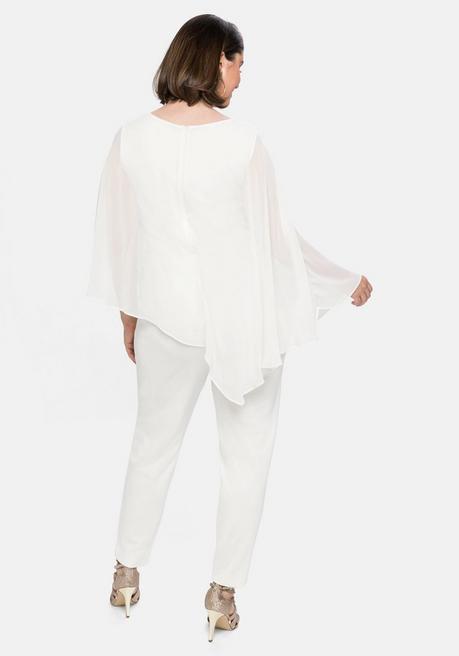 Sheego Overall Im Lagenlook, Mit Fledermausärmeln - Offwhite Sheego