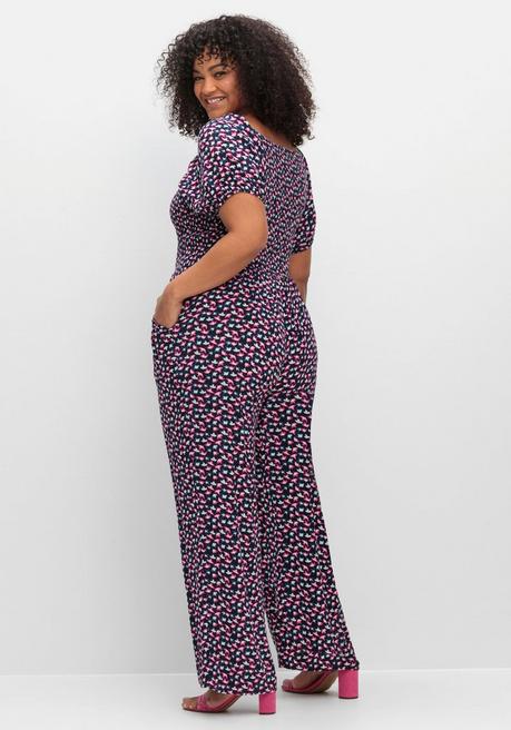 Sheego By Joe Browns Overall Mit Minimalprint, Aus Viskose - Dunkelblau Gemustert Sheego