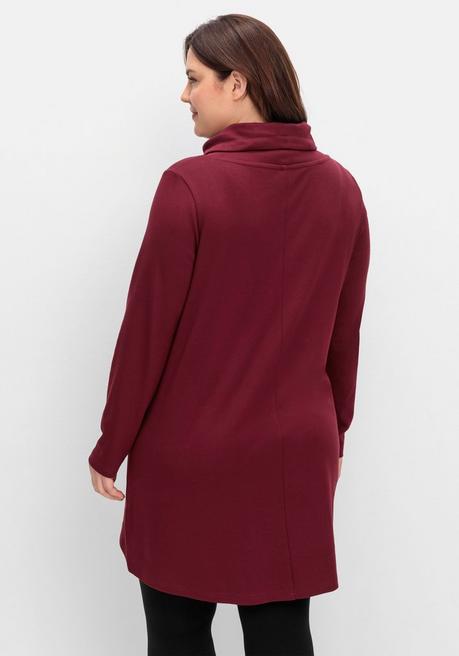 Sheego Oversize-Longshirt Mit Weitem Kragen Und Tunnelzug - Weinrot Sheego