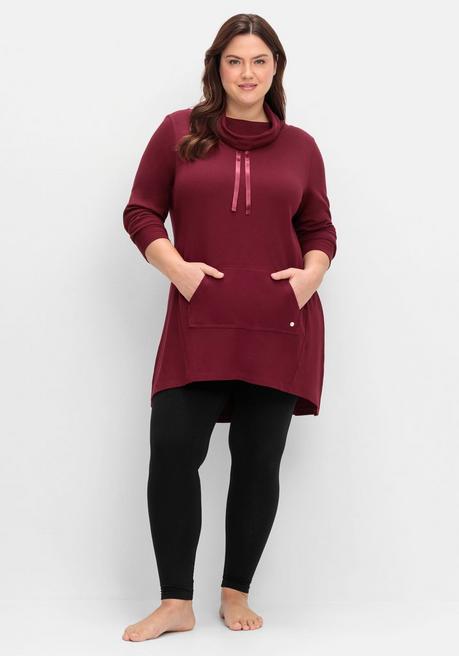 Sheego Oversize-Longshirt Mit Weitem Kragen Und Tunnelzug - Weinrot Sheego