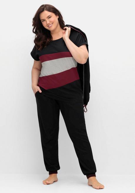 Sheego Oversize-Shirt In Colourblocking-Optik - Schwarz Sheego