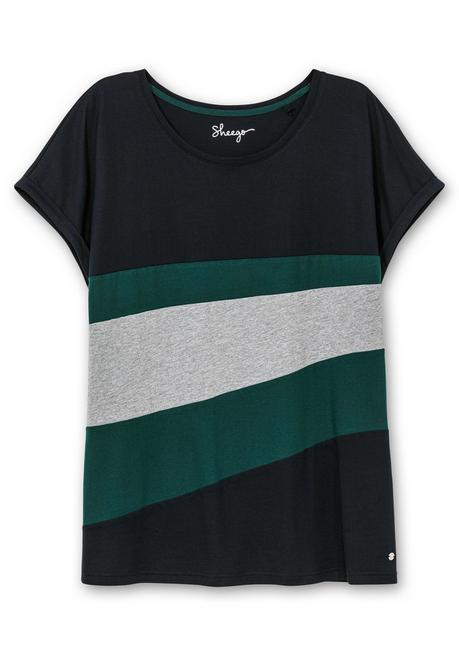 Sheego Oversize-Shirt In Colourblocking-Optik - Tiefgrün Sheego
