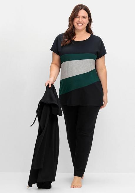 Sheego Oversize-Shirt In Colourblocking-Optik - Tiefgrün Sheego