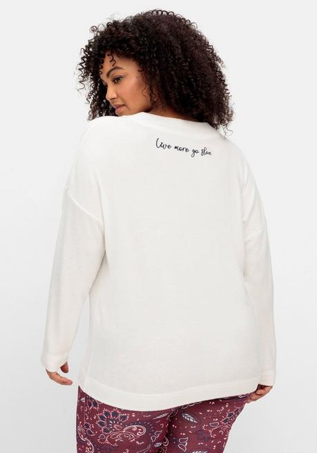 Sheego By Joe Browns Oversize-Sweatshirt Mit Stickerei Hinten - Offwhite Sheego