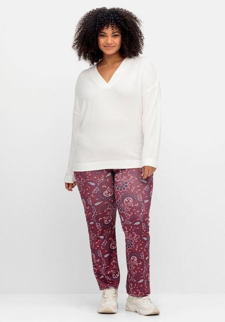 Sheego By Joe Browns Oversize-Sweatshirt Mit Stickerei Hinten - Offwhite Sheego