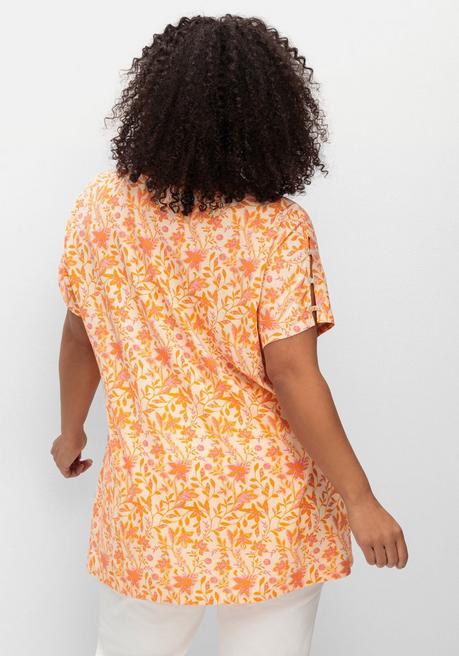 Sheego Oversize-Tunika Mit Cut-outs An Den Ärmeln - Apricot Gemustert Sheego