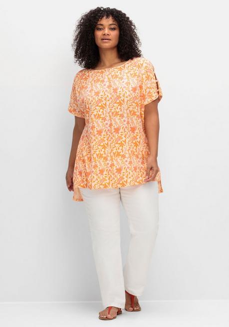 Sheego Oversize-Tunika Mit Cut-outs An Den Ärmeln - Apricot Gemustert Sheego