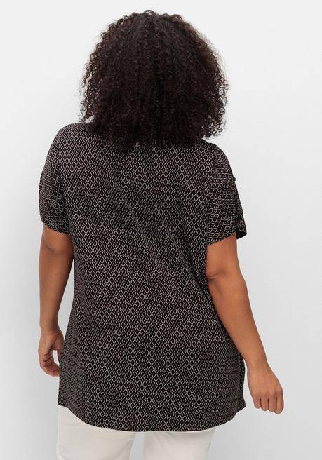 Sheego Oversize-Tunika Mit Cut-outs An Den Ärmeln - Schwarz Gemustert Sheego