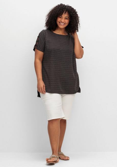 Sheego Oversize-Tunika Mit Cut-outs An Den Ärmeln - Schwarz Gemustert Sheego