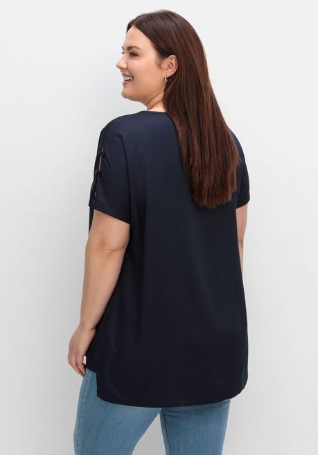 Sheego Oversize-Tunika Mit Geschlitztem Ärmel - Tiefblau Sheego