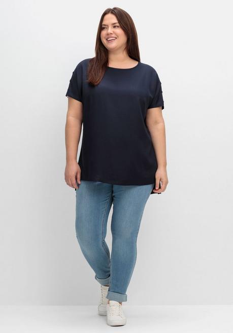 Sheego Oversize-Tunika Mit Geschlitztem Ärmel - Tiefblau Sheego