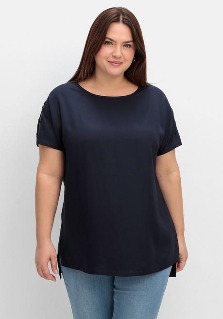 sheego Oversize-Tunika mit geschlitztem Ärmel - tiefblau sheego