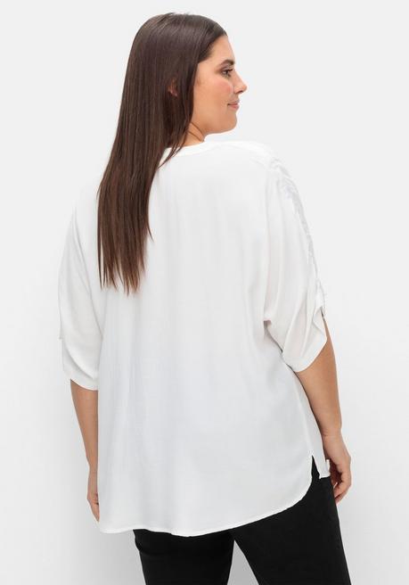 Creation L Oversize-Tunika Mit Raffung An Den Ärmeln - Weiß Sheego