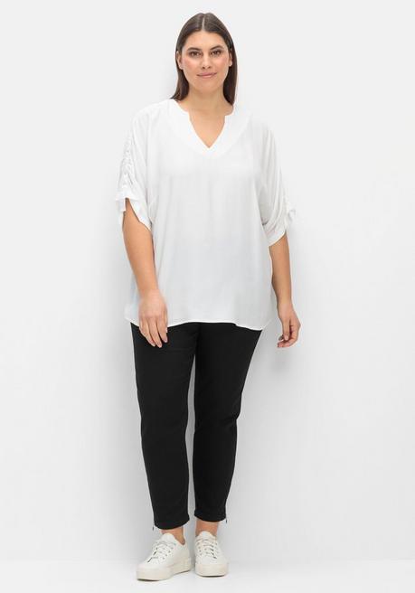 Creation L Oversize-Tunika Mit Raffung An Den Ärmeln - Weiß Sheego