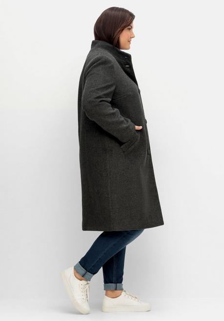 Sheego Oversized-Mantel Mit Stehkragen, In Flauschiger Qualität - Anthrazit Meliert Sheego