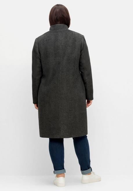 Sheego Oversized-Mantel Mit Stehkragen, In Flauschiger Qualität - Anthrazit Meliert Sheego