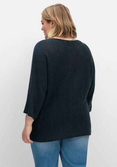 Sheego Oversized-Pullover Mit 3/4-Arm, Aus Bändchengarn - Nachtblau Sheego