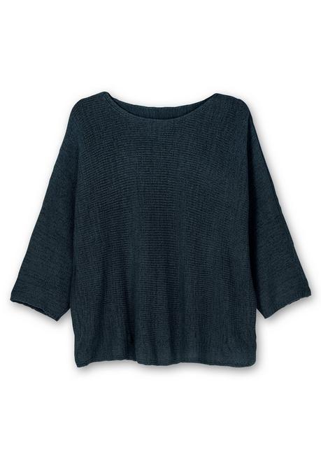 Sheego Oversized-Pullover Mit 3/4-Arm, Aus Bändchengarn - Nachtblau Sheego