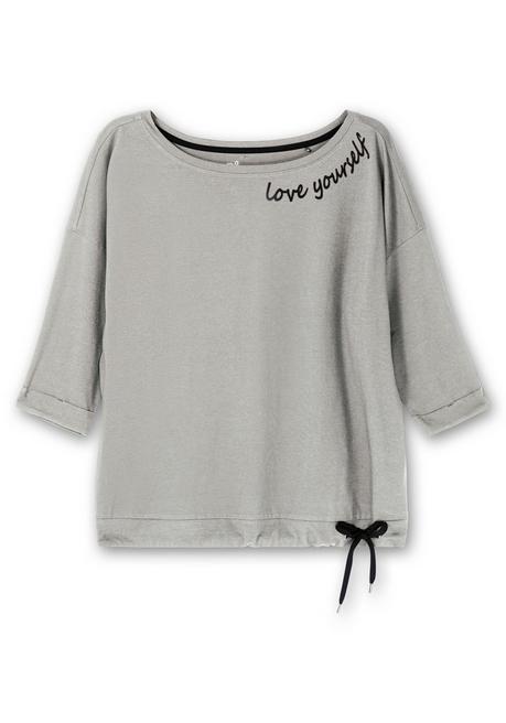 Sheego Oversized-Shirt Mit Bindeband Am Saum - Grau Meliert Sheego