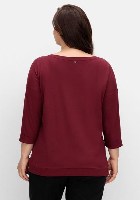 Sheego Oversized-Shirt Mit Bindeband Am Saum - Weinrot Sheego