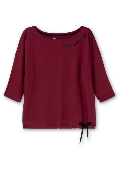 Sheego Oversized-Shirt Mit Bindeband Am Saum - Weinrot Sheego