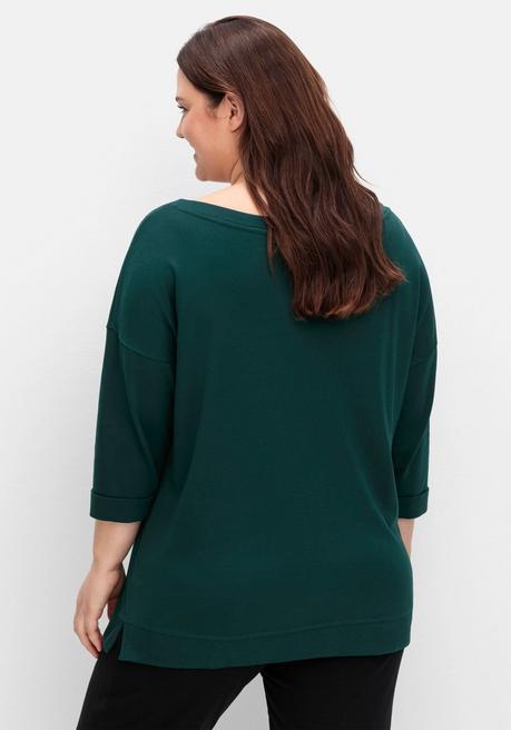 Sheego Oversized-Shirt Mit Bindebändchen - Tiefgrün Sheego