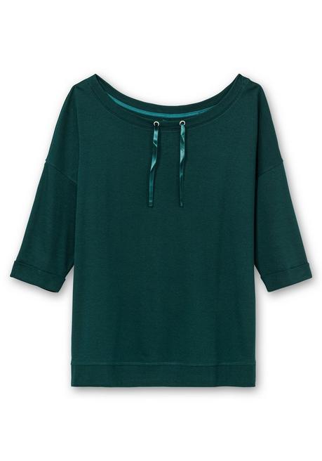 Sheego Oversized-Shirt Mit Bindebändchen - Tiefgrün Sheego